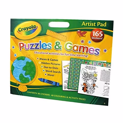 Crayola Artist Puzzles and Games Pad, Multicolour Drawing and Colouring Paper Pad for Children