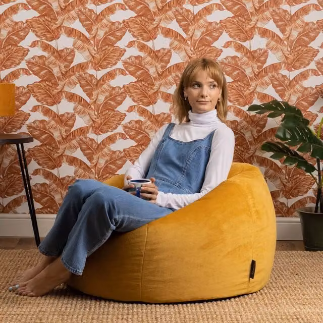 icon Kingston Classic Velvet Bean Bag - Yellow
