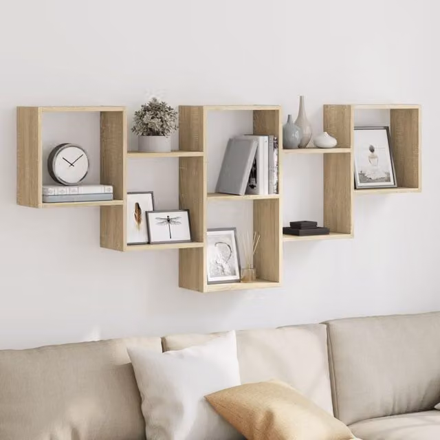 Berkfield Home Sonoma Oak Wall Shelf in Brown, W/D/H: 159 x 18 x 66 cm