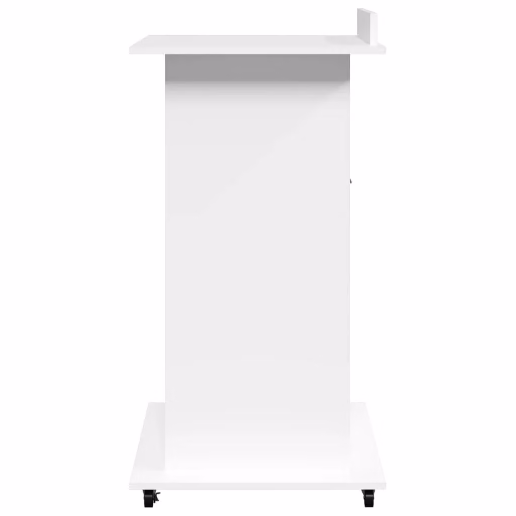 Berkfield Home Lectern with Wheels and Drawer in White, W/D/H: 55 x 55 x 107 cm – 2