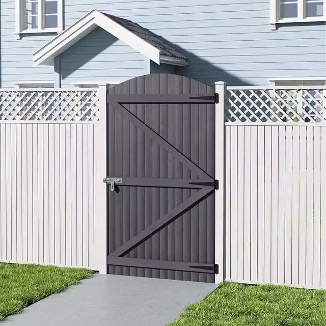 Lifeideas Grey Wooden Arch Garden Gate, W: 90 cm, H: 150 cm
