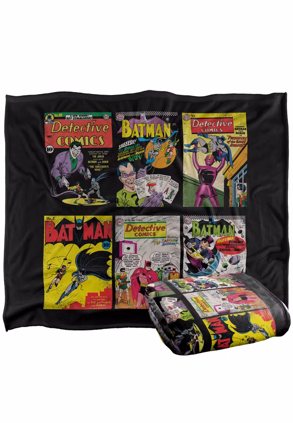 DC Comics Batman BM Covers Blanket in White and Multicolour, W: 152 cm, D: 127 cm – 2