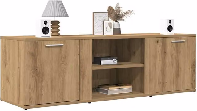 Berkfield Home Artisan Oak TV Cabinet in Brown, W/D/H: 120 x 34 x 37 cm – 1