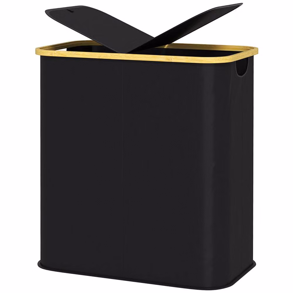 STILVORA 80L Collapsible Laundry Basket with Lid and Handles in Black – 5