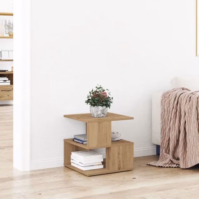 Berkfield Home Artisan Oak Side Table, Brown, W/D/H: 40 x 40 x 40 cm – 1