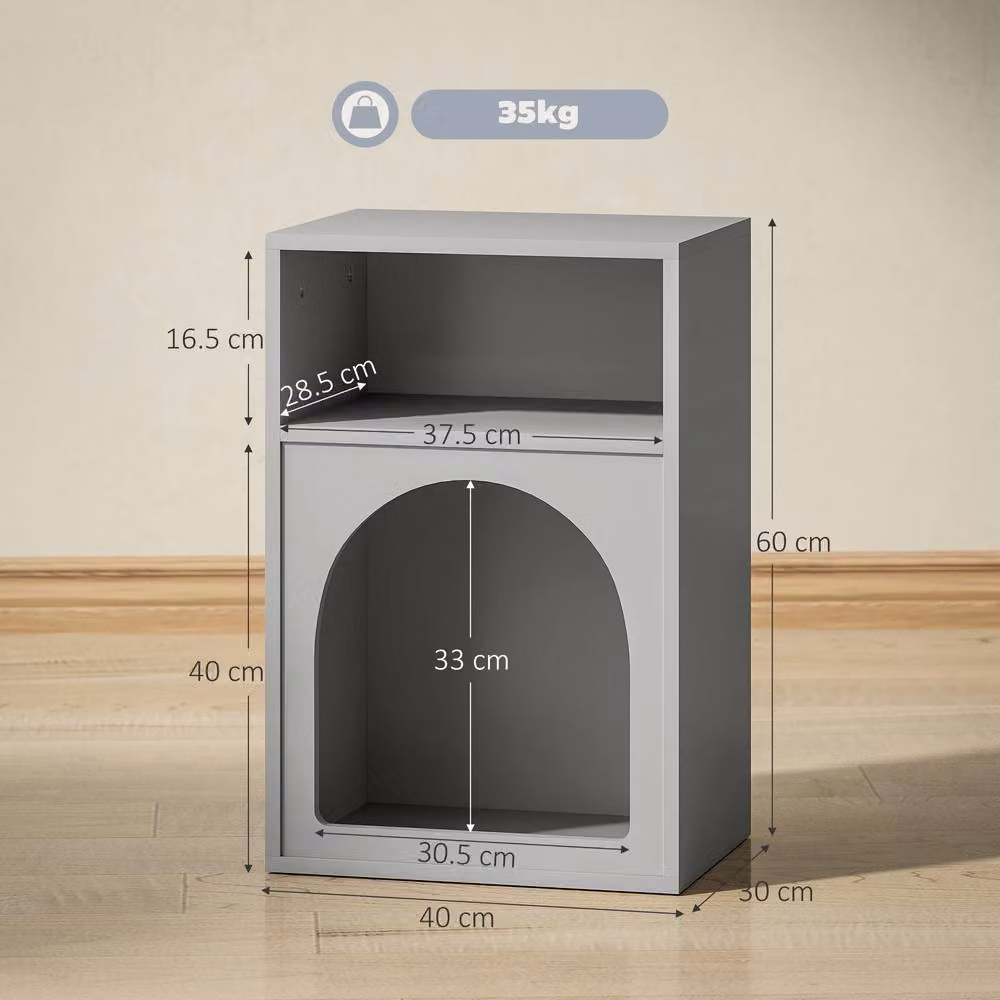 ERGOVEXA Grey Bedside Table with 2 Open Compartments and Integrated Lighting, W: 60 cm, D: 40 cm, H: 30 cm – 2