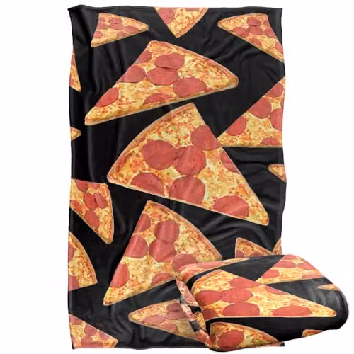 JQ Licensing James Piazza Pizza Pattern Super Soft Silky Touch Fleece Throw Blanket, Multicolour, W/D/H: 91 x 147 cm – 1