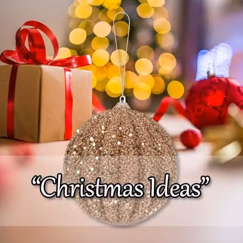 VFM e-Store Christmas Glitter Hanging Bauble Decoration in Beige and Gold, W/H: 12 x 11 cm – 4