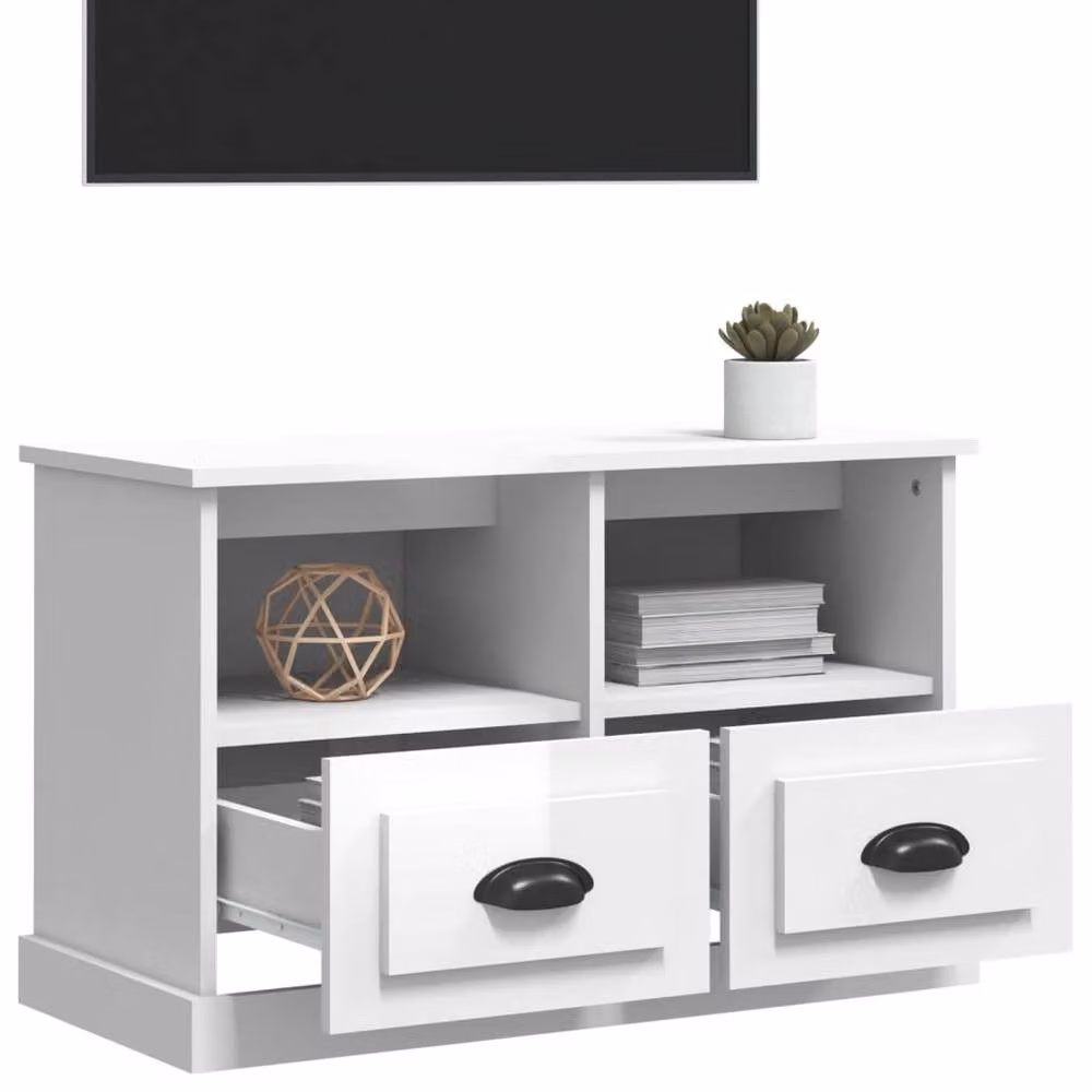 Berkfield Home High Gloss White TV Cabinet W/D/H: 80 x 35 x 50 cm – 3
