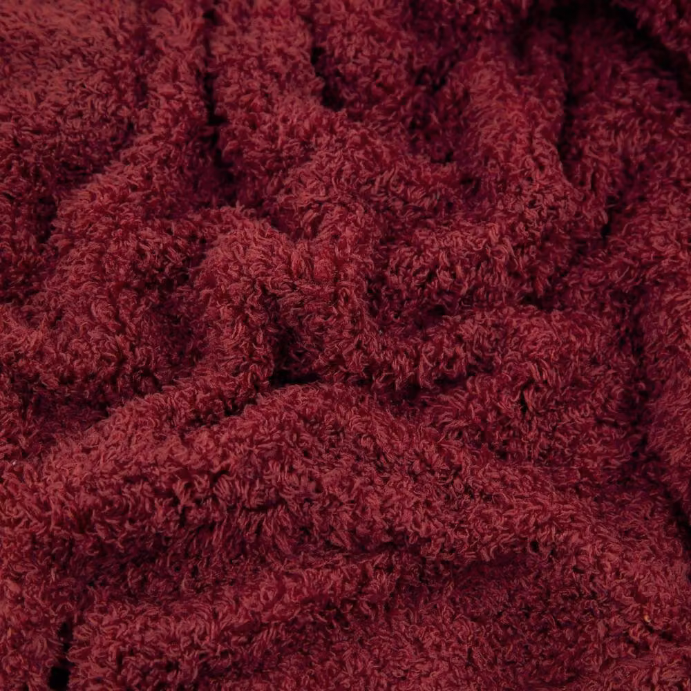 Furn Harlan Borg Red Sherpa Fleece Throw with Fringes, W: 140 cm, D: 180 cm – 3