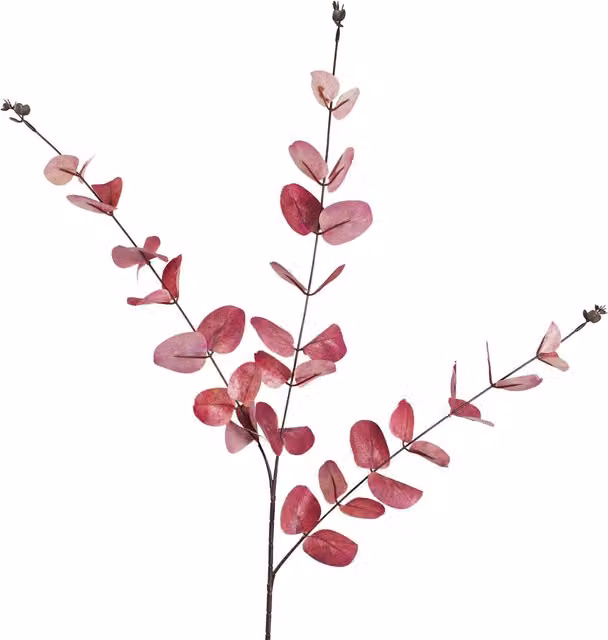 Pink Artificial Eucalyptus Foliage Stem with Textile and Metal Leaves