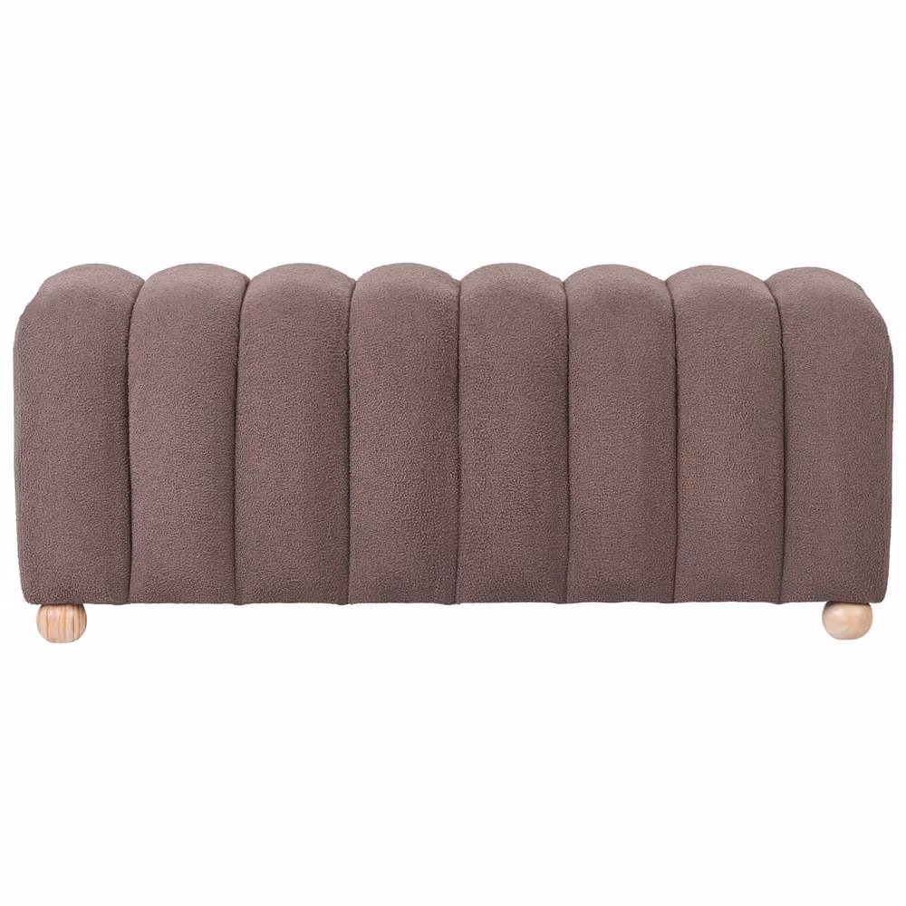 Wyld and Coco Brown Bouclé Bed Bench with Rubberwood Legs – 4
