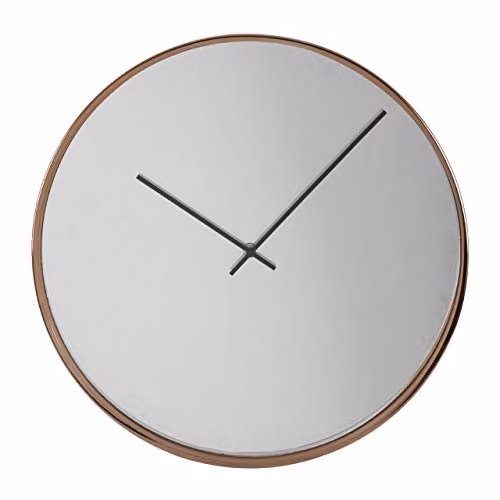 Premier Baillie Round Analog Quartz Wall Clock with Mirror Face in Gold and Black, Diameter: 40 cm – 2