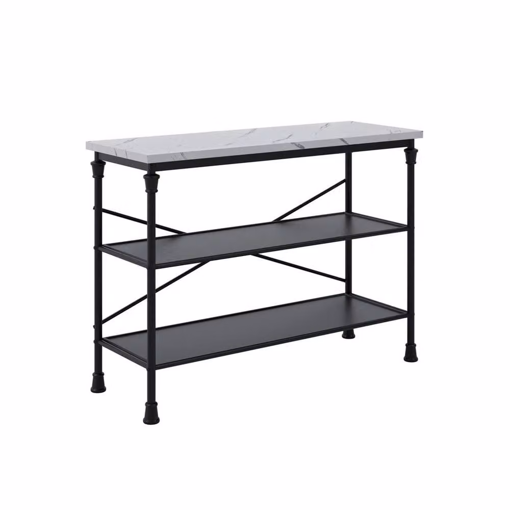 Lemon Pavilion Furniture Fairmont Marble Effect Console Table in Black and White, W: 110 cm, D: 40 cm, H: 80 cm – 3