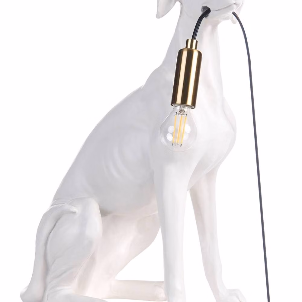 Wyld and Coco Greyhound Table Lamp in Matte White Polyresin – 2