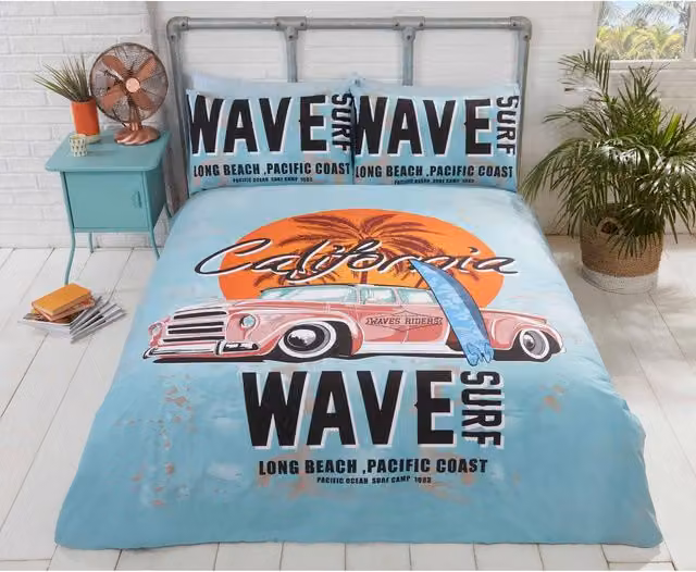Rapport Home California Reversible Polycotton Duvet Set with Pillowcase, Multicolor/Blue, 140 x 200 cm