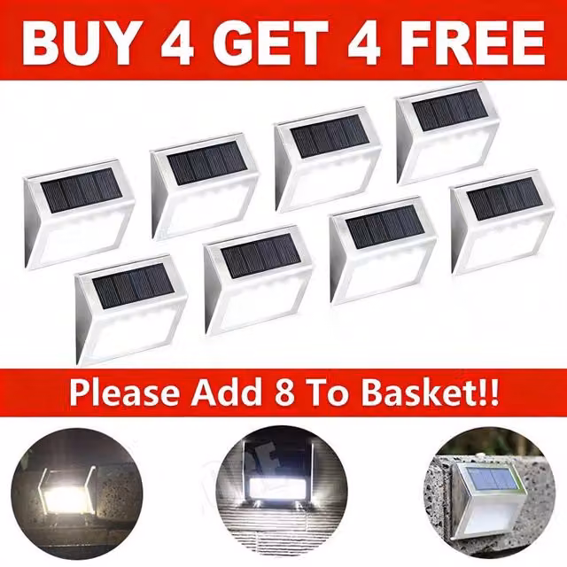 FLAVORA Silver Solar Powered LED Wall and Path Lights for Garden