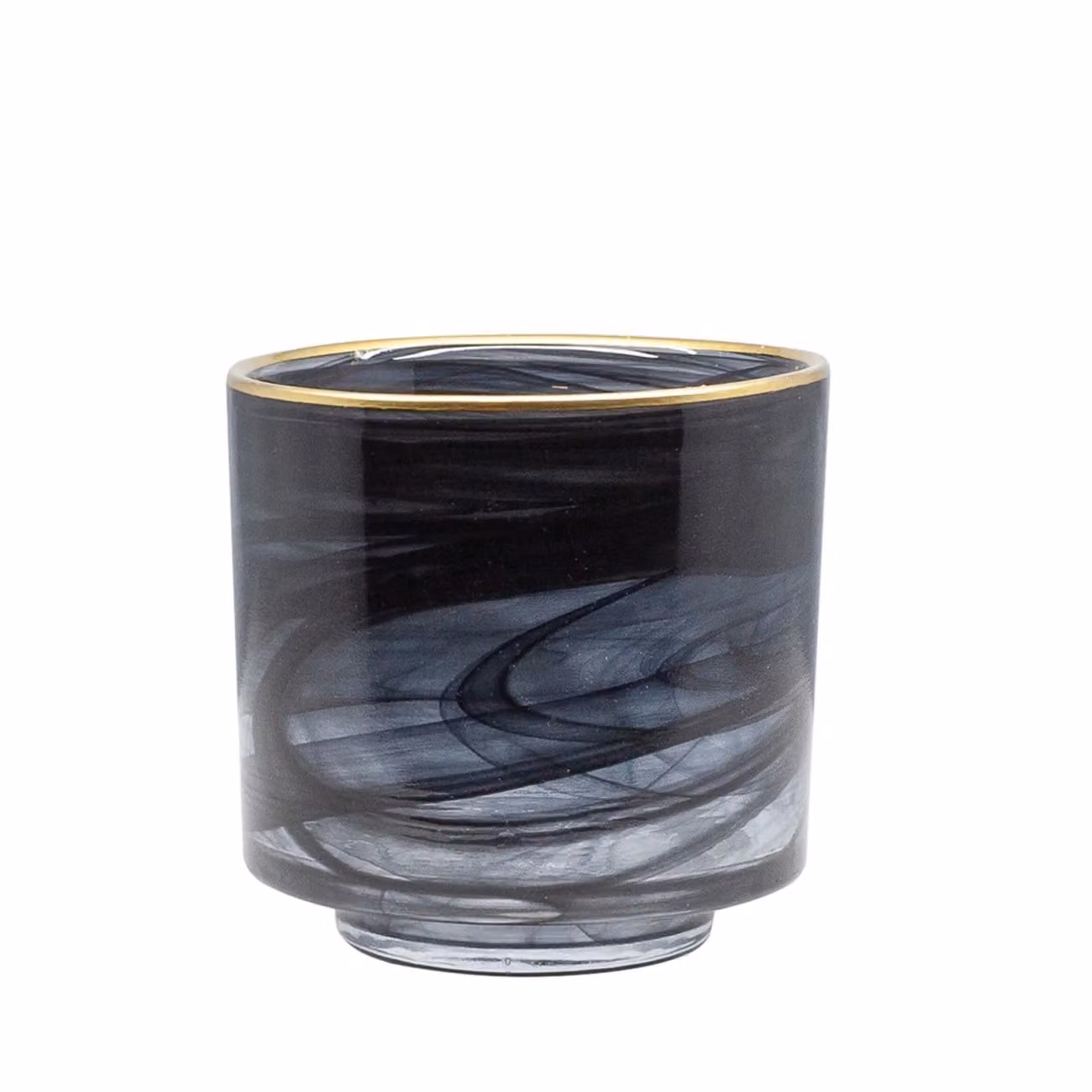 Dome Deco ALTO Tealight Holder, Petrol and Black Glass