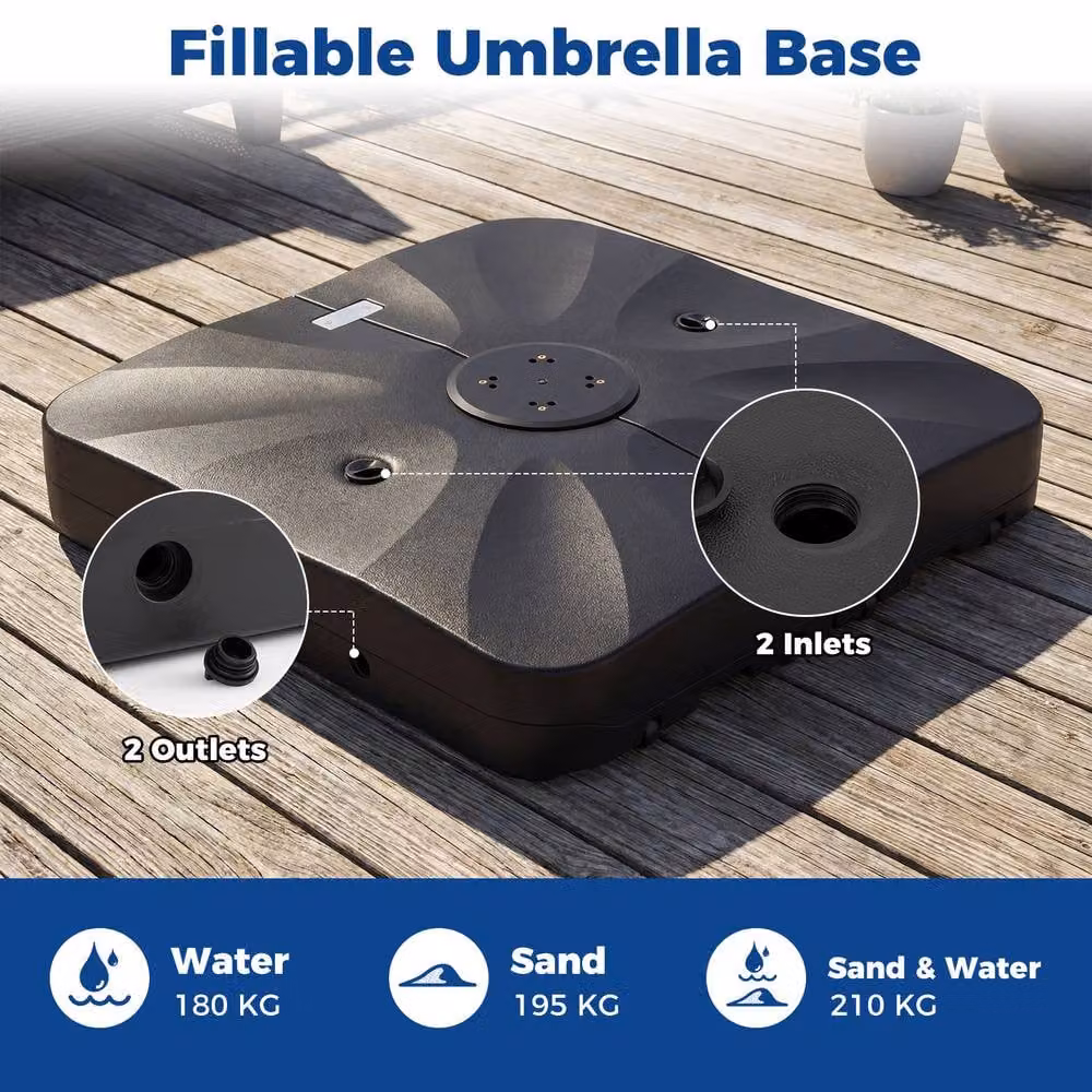 Costway Black Cantilever Parasol Base, Water or Sand Fillable Umbrella Stand for Garden and Terrace – 4