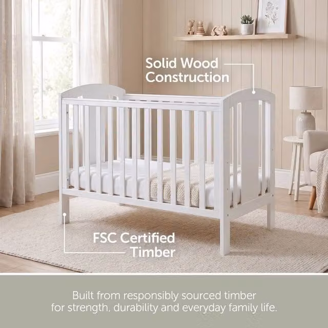 Baby Elegance Laba Cot in White Lacquered Solid Wood, 60 x 120 cm – 1