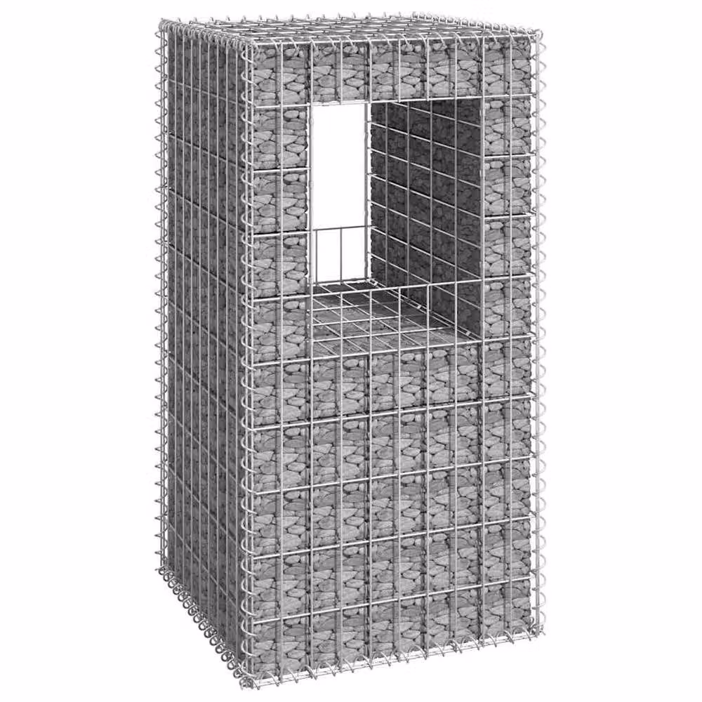 Berkfield Home Silver Steel Gabion Basket Post W/D/H: 50 x 50 x 100 cm – 2