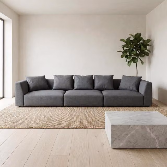 Abakus Direct Tokyo 5 Seater Sofa in Grey Fabric with Scatter Cushions – 1