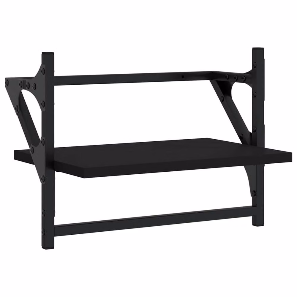 Berkfield Home Wall Shelves with Hanging Rods, 2 Pieces, Black, W: 40 cm, D: 25 cm, H: 30 cm – 4