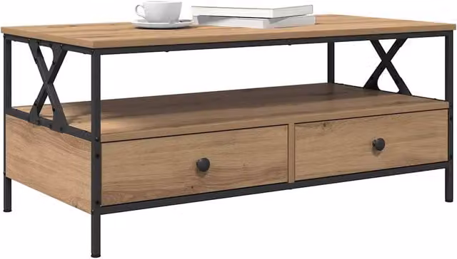Berkfield Home Modern Rectangular Coffee Table in Artisan Oak Brown, W/D/H: 100 x 51 x 45 cm – 1