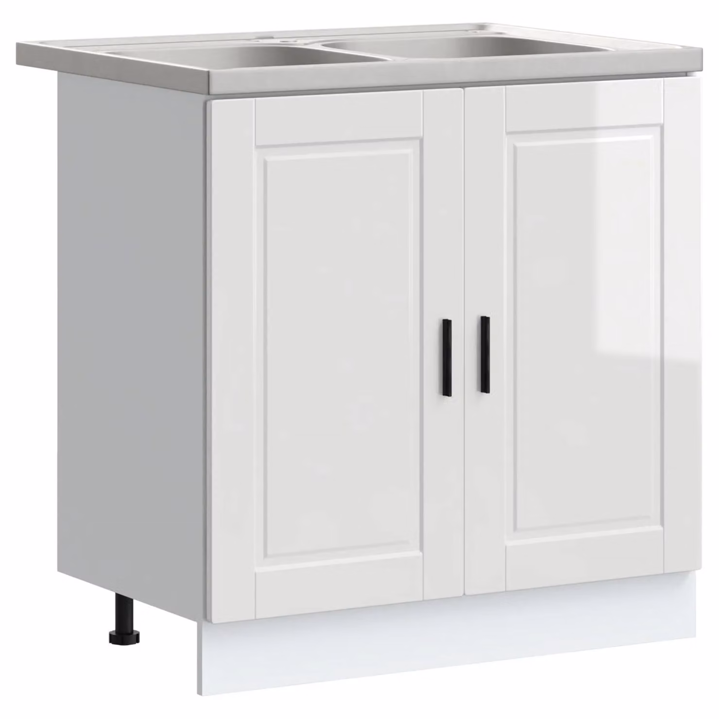 Berkfield Home Porto High Gloss White Sink Base Cabinet W/D/H: 80 x 46 x 84.5 cm