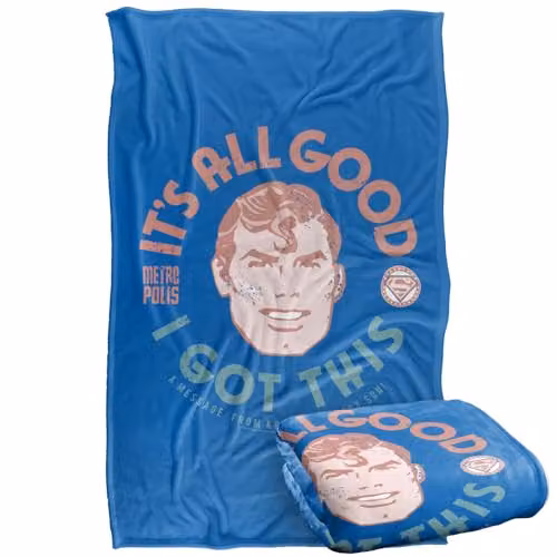 Warner Bros. Superman All Good I Got This Super Soft Silky Touch Fleece Throw Blanket, Multicolour, W: 91 cm, D: 147 cm