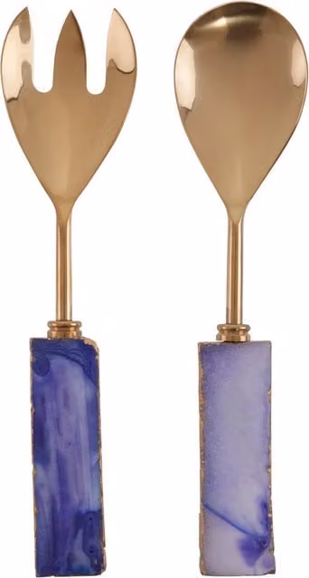 Orsina Blue and Gold Polished Marble and Metal Serving Piece