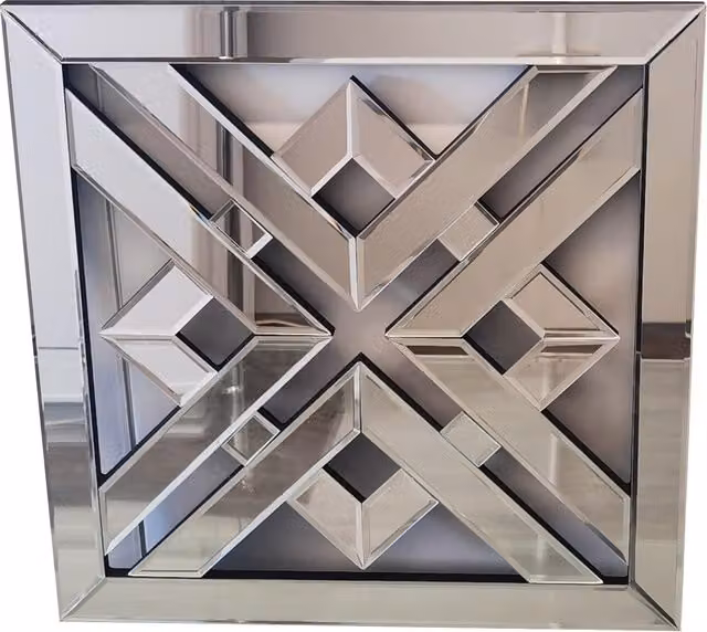 Biznest Geo Geometric Modern Wall Mirror in Silver