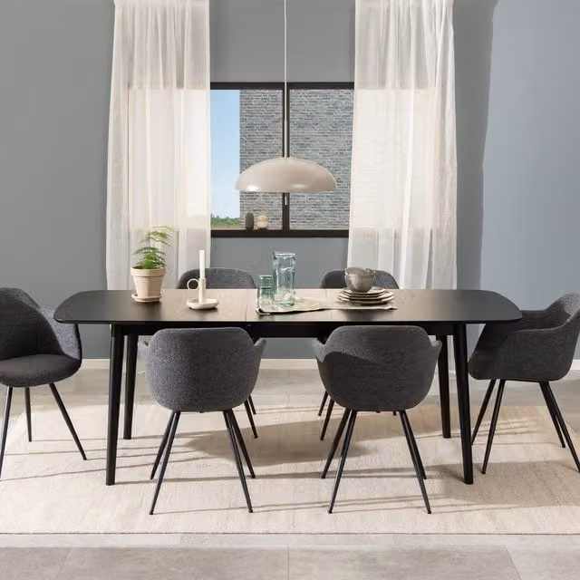 Furniture To Go Montreux Rectangular Extending Dining Table in Black Lacquered Oak, W: 180 cm, Extends to 219 cm