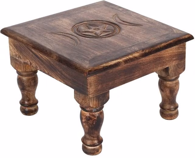 KDMK Triple Moon Altar Table in Brown Mango Wood