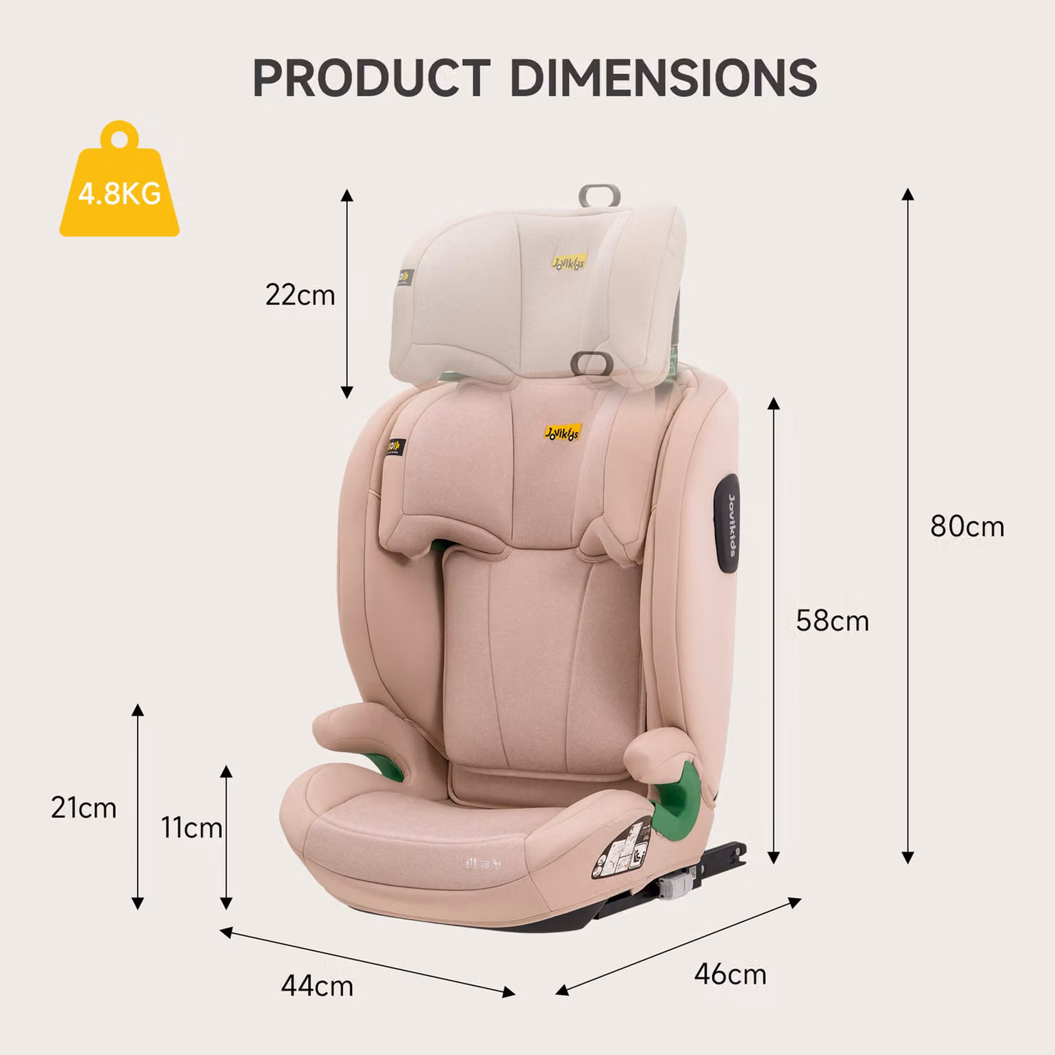 Aosom UK Highback Booster Seat with ISOFIX and I-Size R129, Pink, W/D/H: 46 x 44 x 80 cm – 2