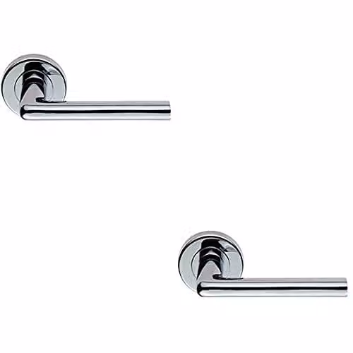 Loops Pair of Rounded Straight Bar Door Handles with Concealed Fix Round Rose in Polished Chrome