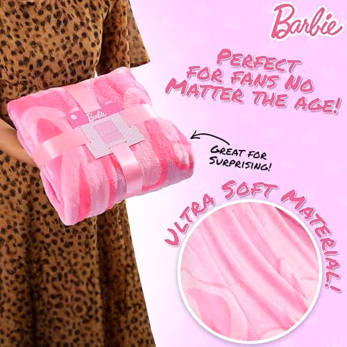 Barbie Pink Fleece Bed Blanket, W/D: 150 x 130 cm – 2