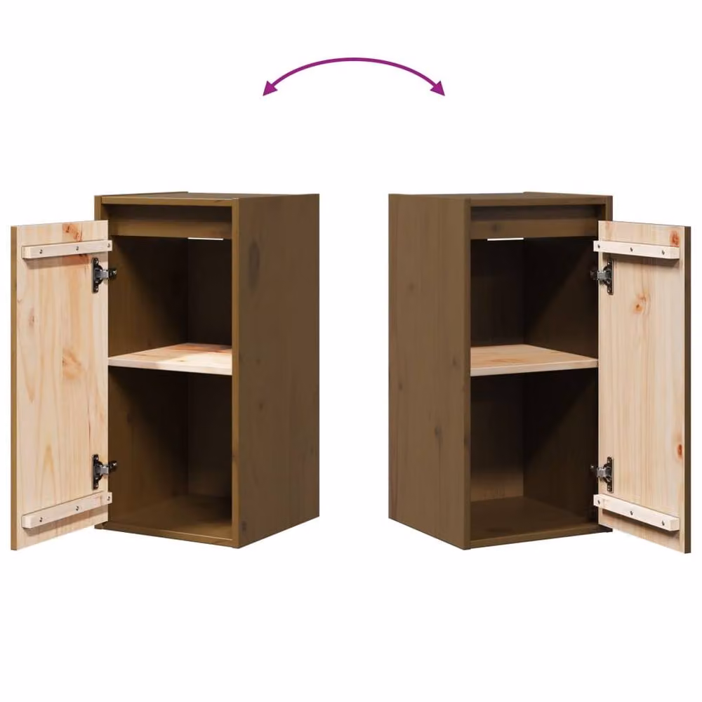 Berkfield Home Set of 2 Wall Mounted Solid Wood Pine Cabinets in Honey Brown, W/D/H: 30 x 30 x 60 cm – 6