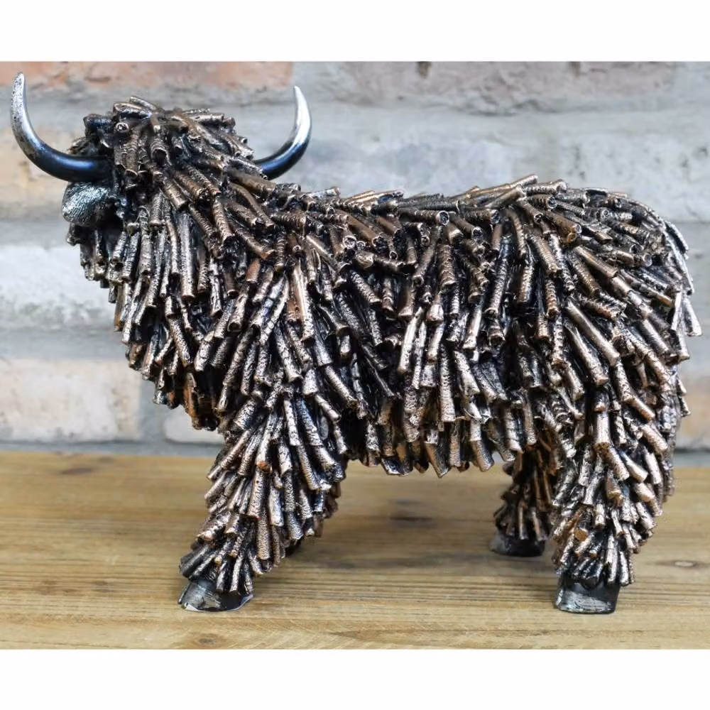 Gifts Direct 2 U Bronzed Highland Cow Metal Tabletop Ornament in Bronze – 4