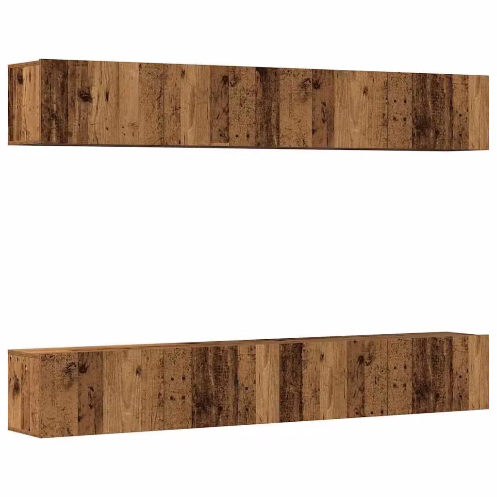 Berkfield Home Set of 4 Wall Mounted TV Cabinets in Old Wood Brown, W/D/H: 100 x 30 x 30 cm – 2