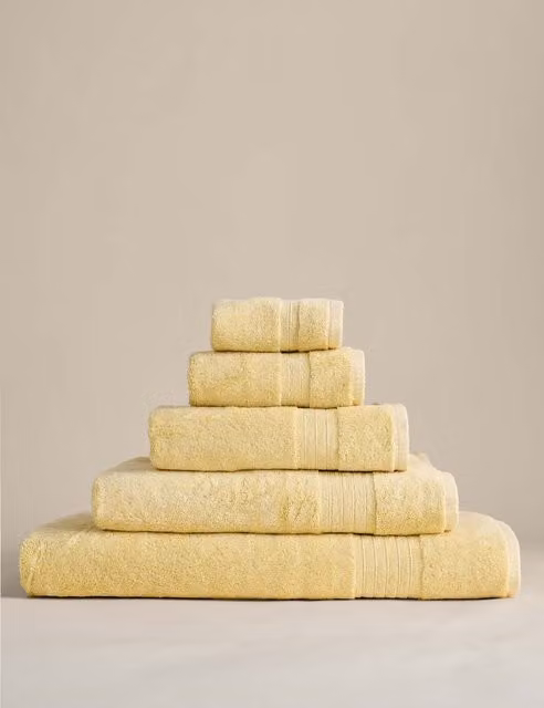 M&S Egyptian Cotton Fluffy Quick Drying Towel in Yellow
