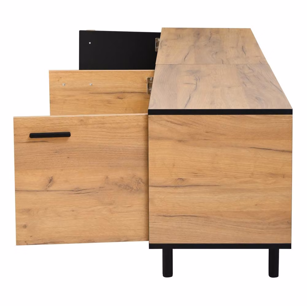 STILVORA Modern Geometric TV Stand with 3 Doors and 1 Drawer in Black Matt, Width: 180 cm – 7