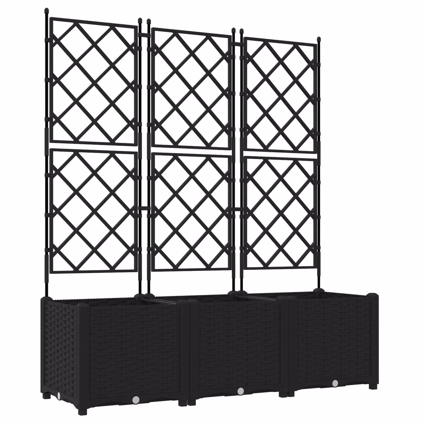Berkfield Home Garden Planter with Trellis, 3 Piece Set, Black, W/D/H: 120 x 40 x 143 cm – 2