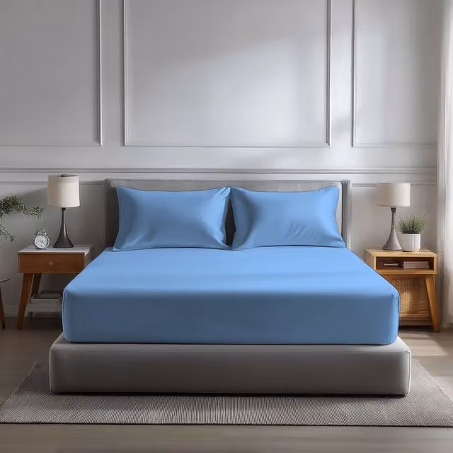 Snug City Double Microfibre Soft Touch Fitted Sheet, Light Blue, Extra Deep 40 cm