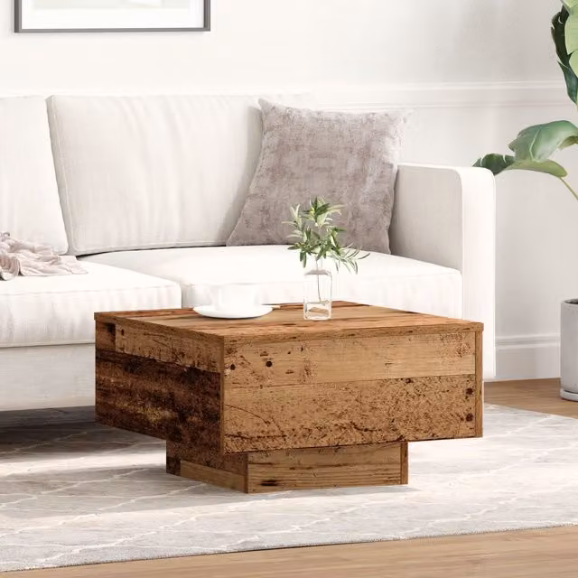 Berkfield Home Rustic Square Coffee Table in Brown, W/D/H: 55 x 55 x 31 cm – 1