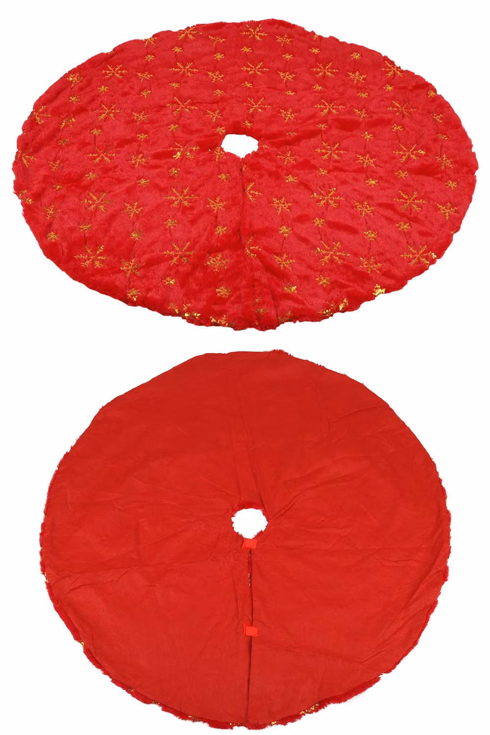 Neel Blue Red and Gold Snowflake Christmas Tree Skirt, Diameter: 100 cm – 4