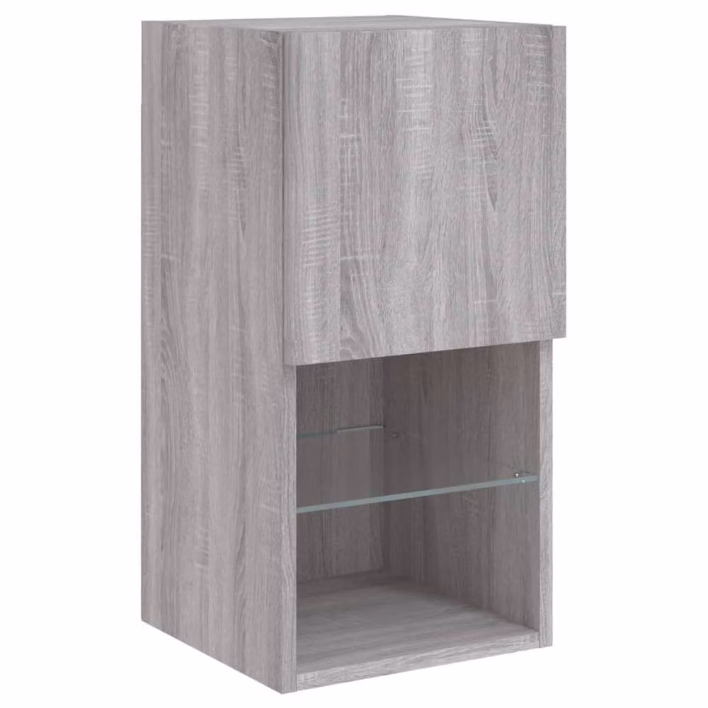 Berkfield Home 4 Piece Modern Wall Mounted TV Cabinet Set with LED Lighting in Grey Sonoma – 4