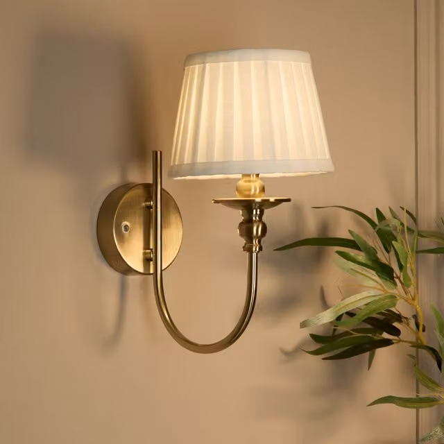 Bronze Rechargeable LED Dimmable Wall Light with Touch Control and Fabric Shade