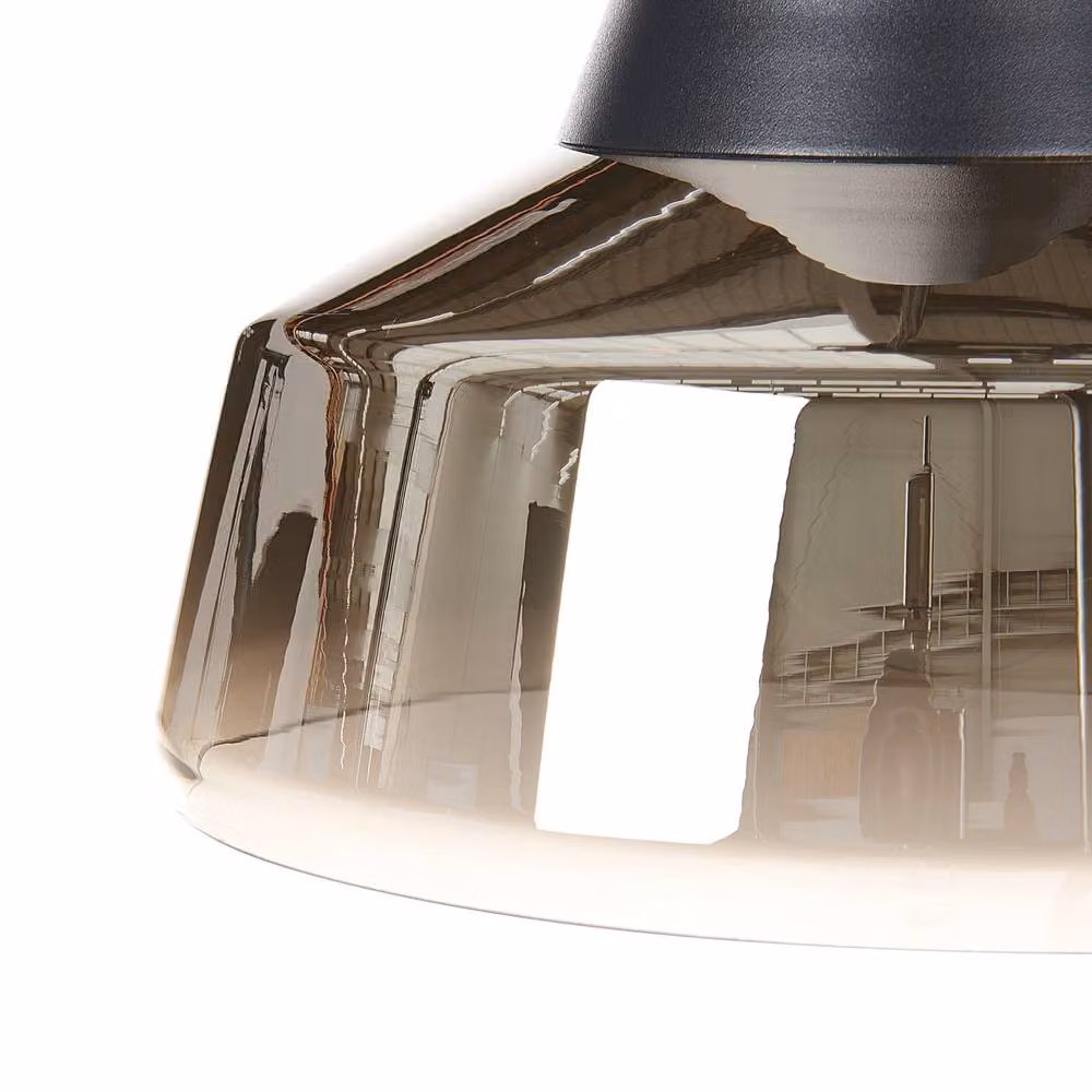 Wyld and Coco Modern Suspended Glass and Metal Pendant Lamp in Black and Gold/Brass – 4