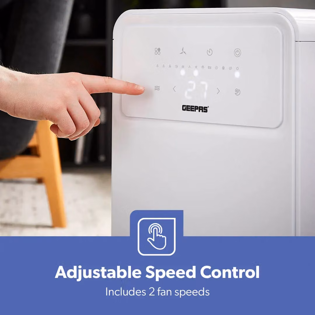Geepas 12L Dehumidifier in White with 2L Tank, Digital Display, 24H Timer and Continuous Drainage – 3